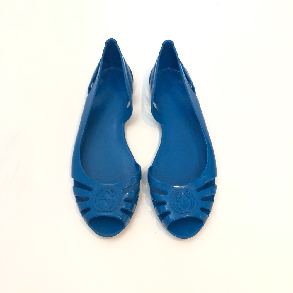 S O L D // Gucci Blue Open Toe Jellies